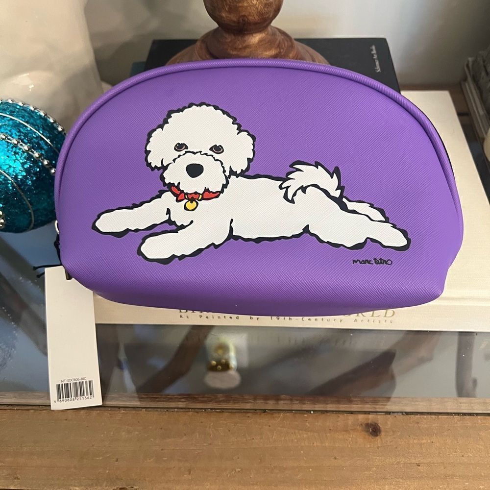 Marc Tetro Bichon Frise Purple toiletry case. NWT. Brand new.